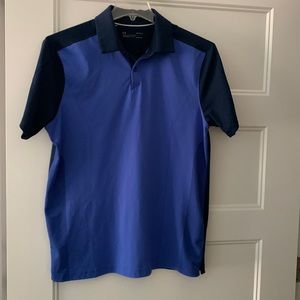 Under Armour blue golf shirt.